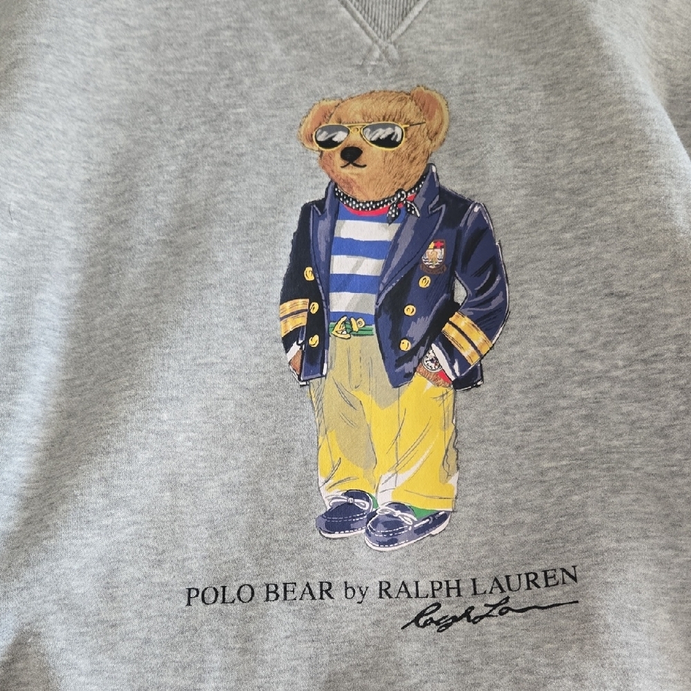 Polo by Ralph Lauren Gray Crewneck Sweater with Bear Motif - Picture 2 of 4
